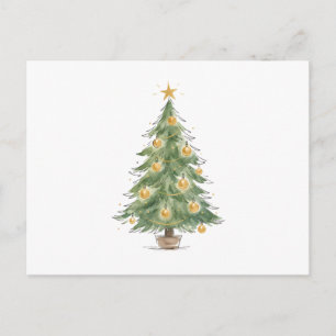 Eleganter Weihnachtsbaum mit goldenen Ornamenten W Postkarte