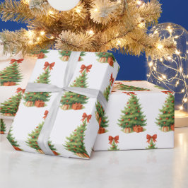 Eleganter Weihnachtsbaum mit Red Bow & Presents - Geschenkpapier