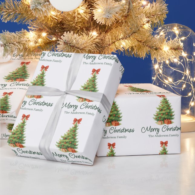 Eleganter Weihnachtsbaum mit Red Bow & Presents - Geschenkpapier (Feiertage)