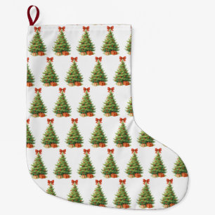 Eleganter Weihnachtsbaum mit Red Bow & Presents - Großer Weihnachtsstrumpf