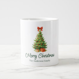 Eleganter Weihnachtsbaum mit Red Bow & Presents - Jumbo-Tasse