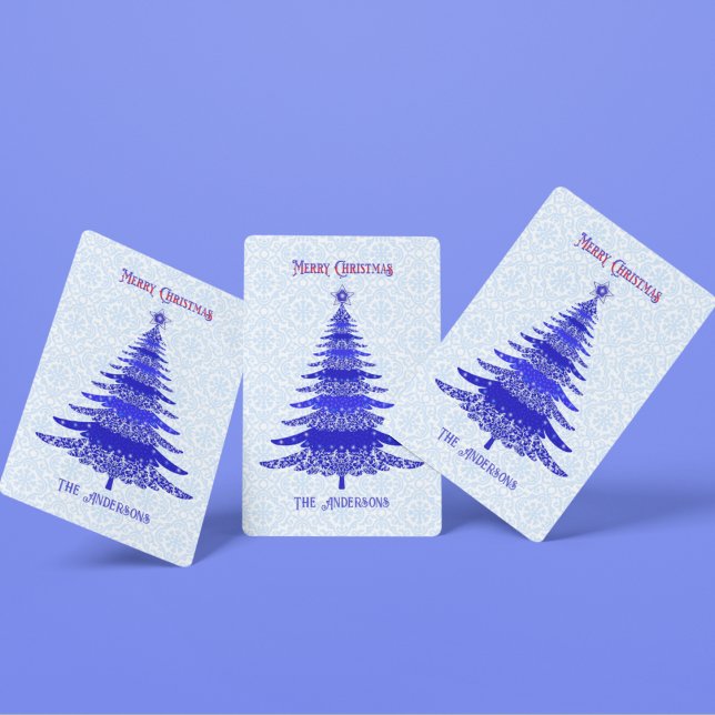 Eleganter Weihnachtsbaum Personalisiert Blue Spielkarten (Von Creator hochgeladen)