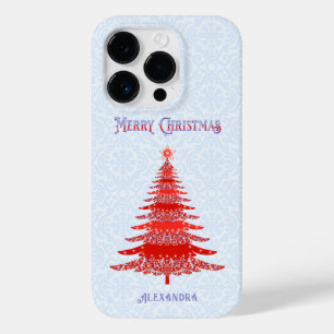 Eleganter Weihnachtsbaum Red Blue Personalisiert Case-Mate iPhone 14 Pro Hülle