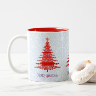 Eleganter Weihnachtsbaum Red Blue Zweifarbige Tasse