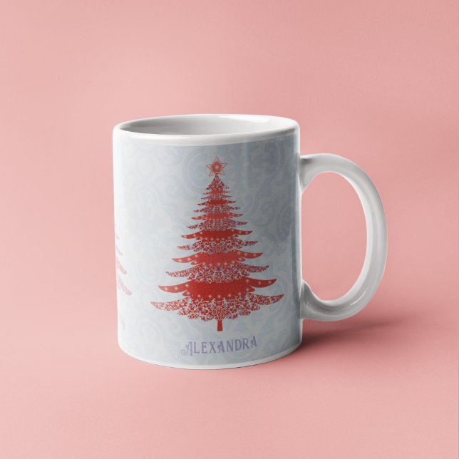 Eleganter Weihnachtsbaum Red Green Personalisiert Kaffeetasse (Von Creator hochgeladen)