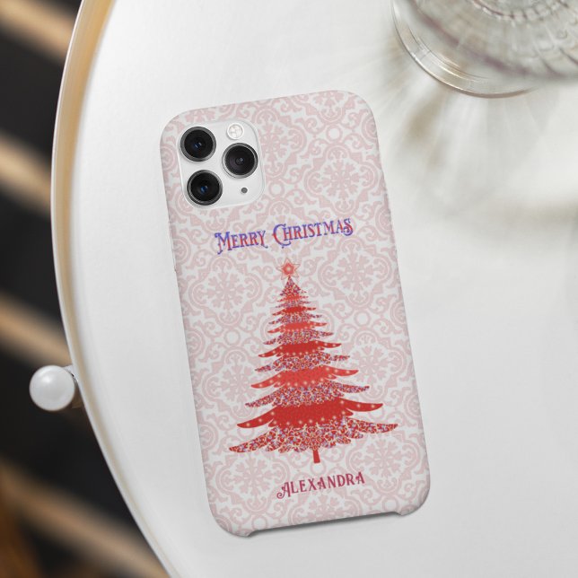 Eleganter Weihnachtsbaum Rote Personalisierte Schn Case-Mate iPhone Hülle (Von Creator hochgeladen)