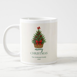 Eleganter Weihnachtsbaum – Rotes Band Jumbo-Tasse