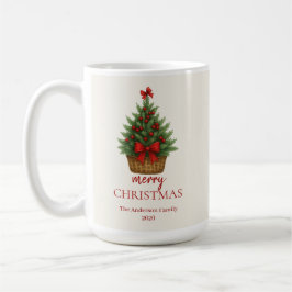 Eleganter Weihnachtsbaum – Rotes Band Kaffeetasse