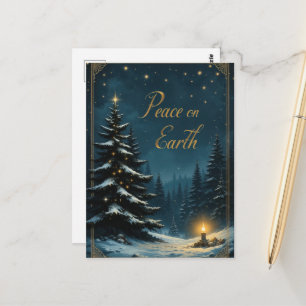 Eleganter Weihnachtsbaum unter dem nächtlichen Him Postkarte