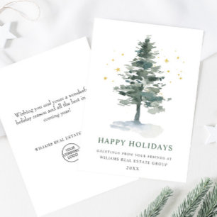 Eleganter Weihnachtsgruß der Firma mit Kiefernbaum Feiertagskarte