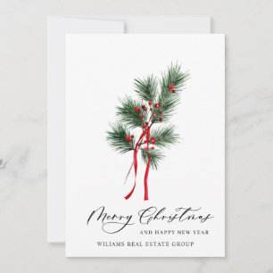 Eleganter Weihnachtsgruß der Firma mit Kiefernbaum Feiertagskarte