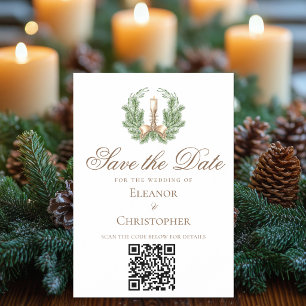 Eleganter Weihnachtskerzen-QR-Code Save-the-Date Magneteinladung