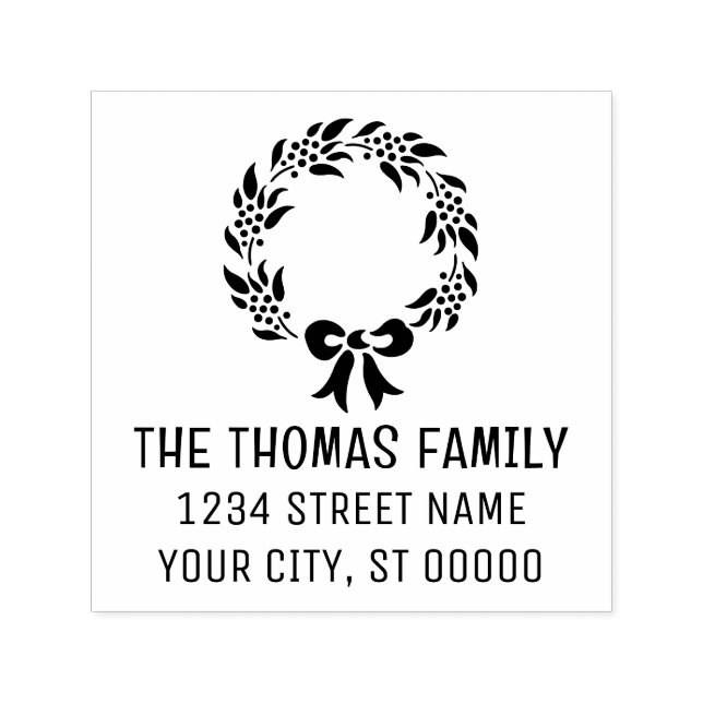 Eleganter Weihnachtskranz #10 Name Rücksendeadress Permastempel (Design)