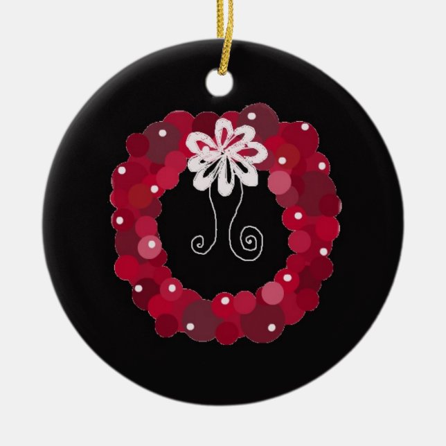 Eleganter Weihnachtskranz Keramik Ornament (Vorne)