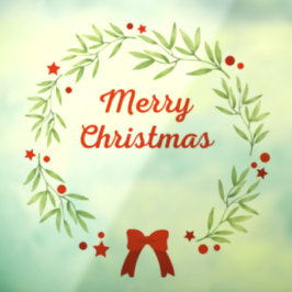 Eleganter Weihnachtskranz und Sterne Fensteraufkleber