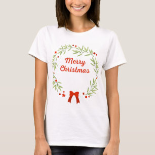 Eleganter Weihnachtskranz und Sterne T-Shirt