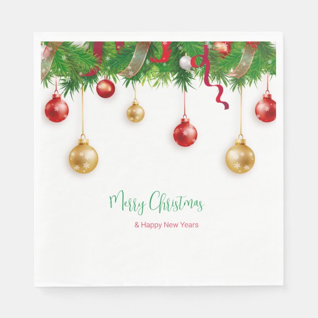 Eleganter Weihnachtskranzkarren mit Ornamenten Serviette (Vorderseite)