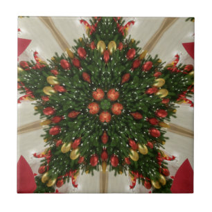 Eleganter Weihnachtskraut Rot Grün Kaleidoskopisch Fliese