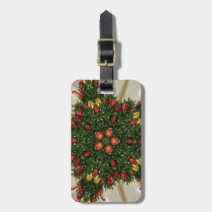 Eleganter Weihnachtskraut Rot Grün Kaleidoskopisch Gepäckanhänger