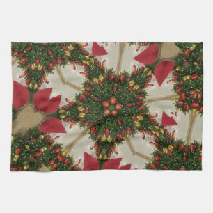 Eleganter Weihnachtskraut Rot Grün Kaleidoskopisch Geschirrtuch