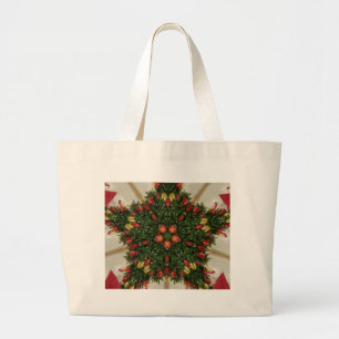 Eleganter Weihnachtskraut Rot Grün Kaleidoskopisch Jumbo Stoffbeutel