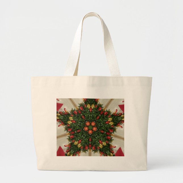 Eleganter Weihnachtskraut Rot Grün Kaleidoskopisch Jumbo Stoffbeutel (Vorne)