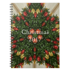 Eleganter Weihnachtskraut Rot Grün Kaleidoskopisch Notizblock
