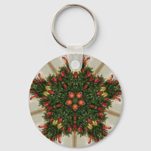 Eleganter Weihnachtskraut Rot Grün Kaleidoskopisch Schlüsselanhänger