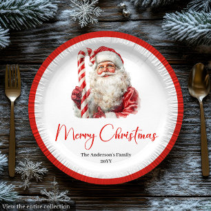 Eleganter Weihnachtsmann Traditionelles Festliches Pappteller