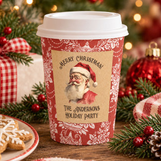 Eleganter Weihnachtsmann Weihnachtsfeier im Vintag Pappbecher