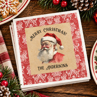 Eleganter Weihnachtsmann Weihnachtsfeier im Vintag Serviette