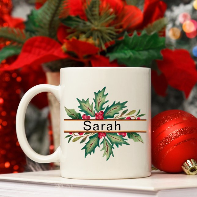 Eleganter Weihnachtsmann Weihnachtsname Kaffeetasse (Elegant Christmas Wreath Christmas Name Coffee Mug
)