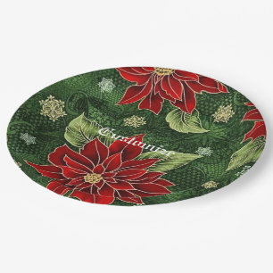 Eleganter Weihnachtspoinsettia-Papier-Teller Pappteller