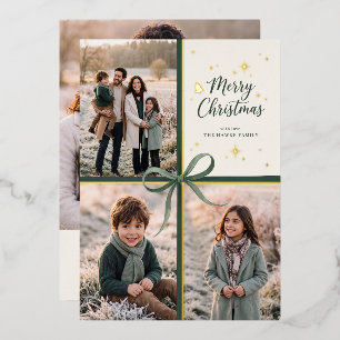 Eleganter Weihnachtsrahmen Familienfoto-Collage Folien Feiertagskarte