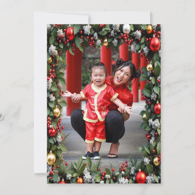 Eleganter Weihnachtsrahmen Feiertagskarte (Vorderseite)