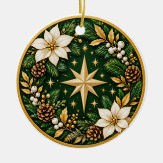 Eleganter Weihnachtsschmuck in Gold und Weiß auf e