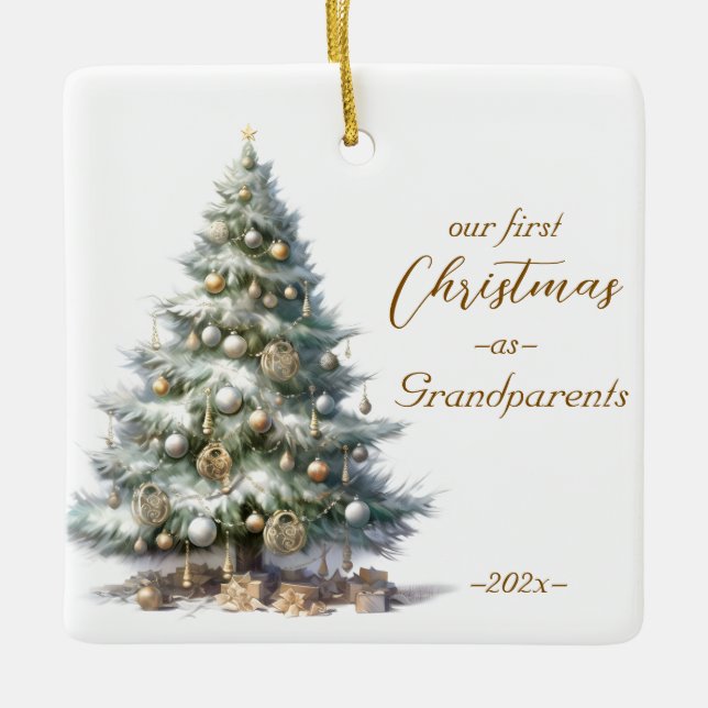 Eleganter Weihnachtsschnee Keramikornament (Vorderseite)