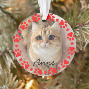 Eleganter Weihnachtsurlaub Custom Cat Foto Ornament