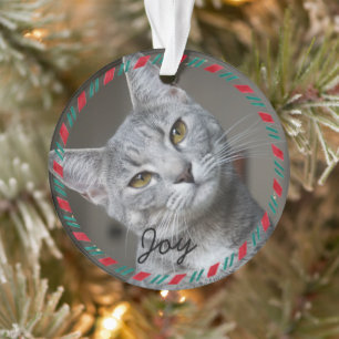 Eleganter Weihnachtsurlaub Custom Cat Foto Ornament