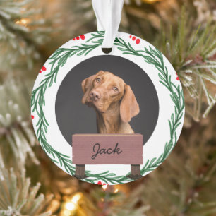 Eleganter Weihnachtsurlaub Custom Dog Foto Ornament