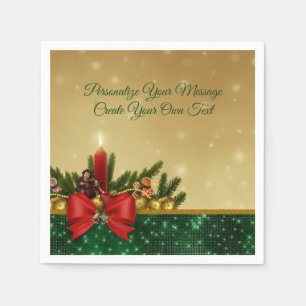 Eleganter Weihnachtsurlaub Holly, Bow & Candle Serviette