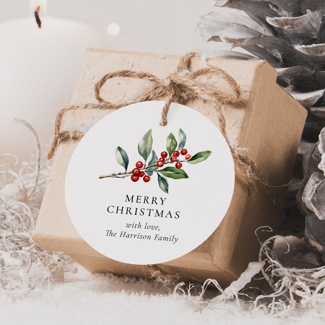 Eleganter Weihnachtswein Botanischer Geschenktag Geschenkanhänger (Von Creator hochgeladen)