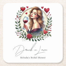 Eleganter Wein Betrunken in Liebe Brautparty Rechteckiger Pappuntersetzer