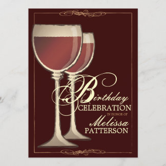 Eleganter Wein-Themed Geburtstags-Party Einladung