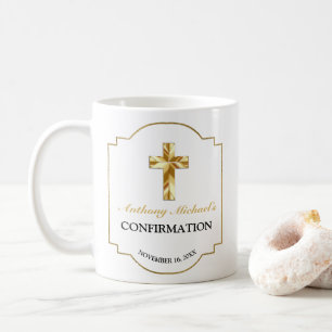 Eleganter Weiß-Cross-Boy's Confirmation Gunst Kaffeetasse