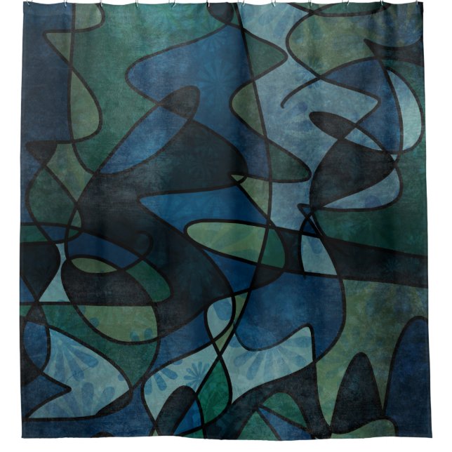 Eleganter Weiß-Schnörkel u. Verschönerungen auf Duschvorhang (Vorderseite)