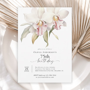 Eleganter Weiße Orchideen Floral 75. Geburtstag Einladung