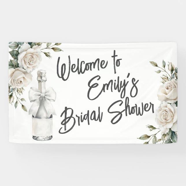 Eleganter Weißer Blumenbrunch und Bubbly Banner (Horizontal)