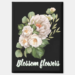 Eleganter weißer Blumenstrauß mit grünen Blättern Magnet