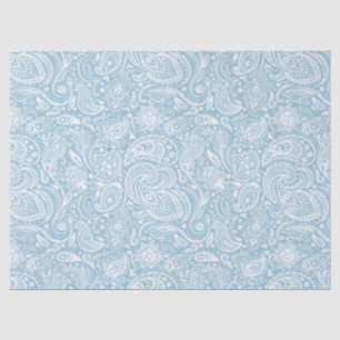Eleganter weißer Blütensteg über blauem Hintergrun Seidenpapier